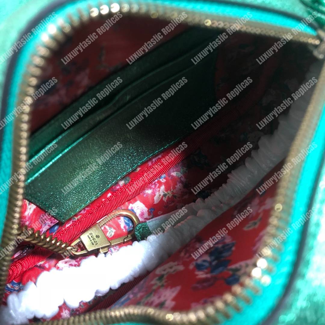 G*u*i laminated leather mini bag green