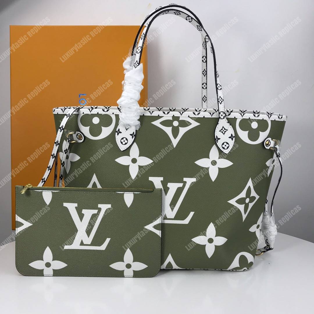 LV Neverfull MM Monogram Khaki