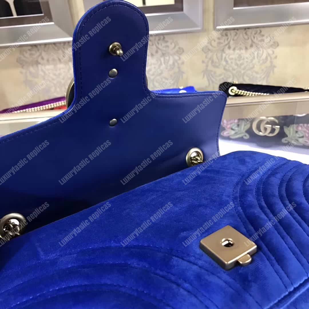 G*u*i gg marmont medium bag cobalt blue velvet