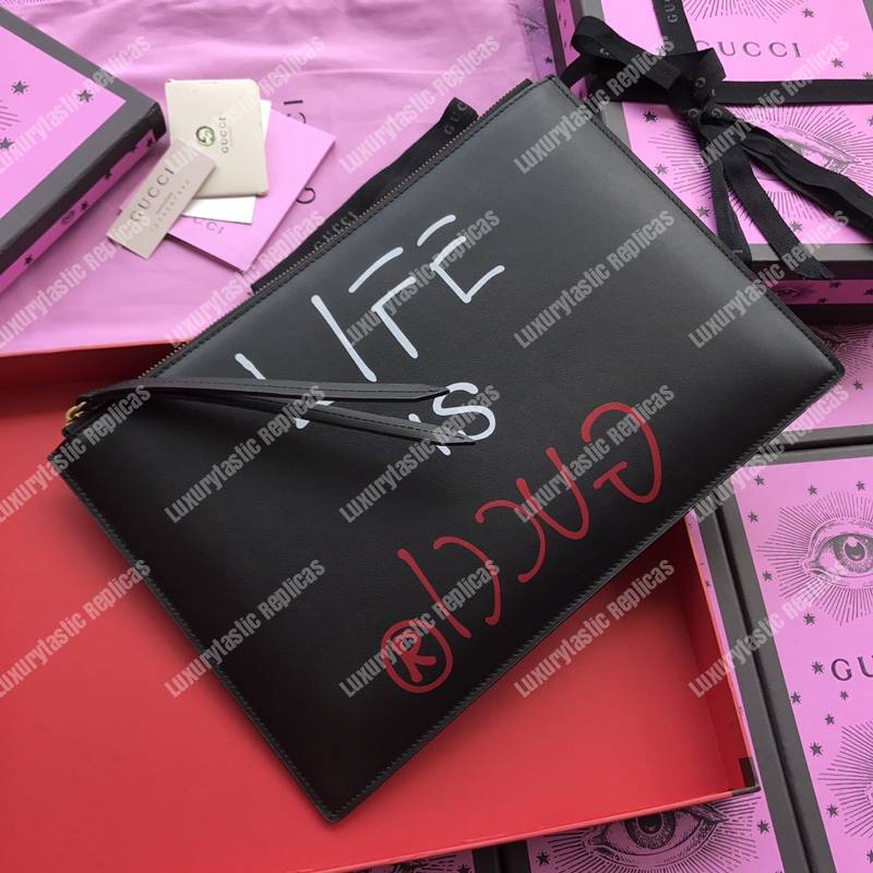 G*u*i G*u*ighost leather pouch bag black