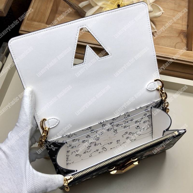 LV Twist Chain Wallet Catogram Dogs and Cats Black White