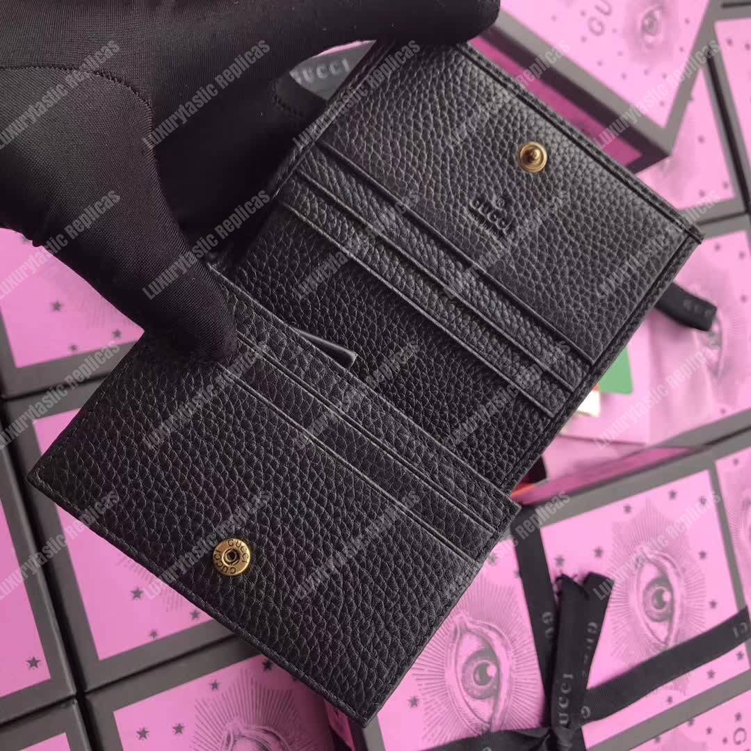 G*u*i gg leather card case with butterfly black