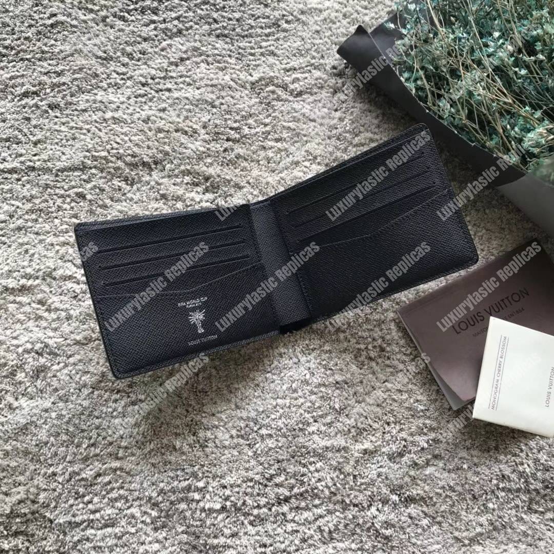 LV Slender Wallet Epi Leather Hexagon Black