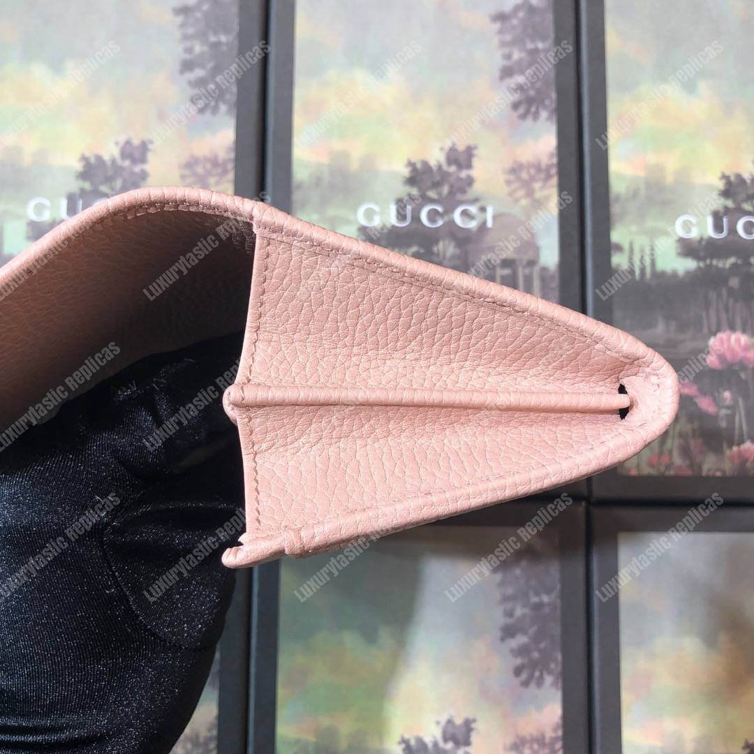 G*u*i light pink gg marmont leather continental wallet small gg metal