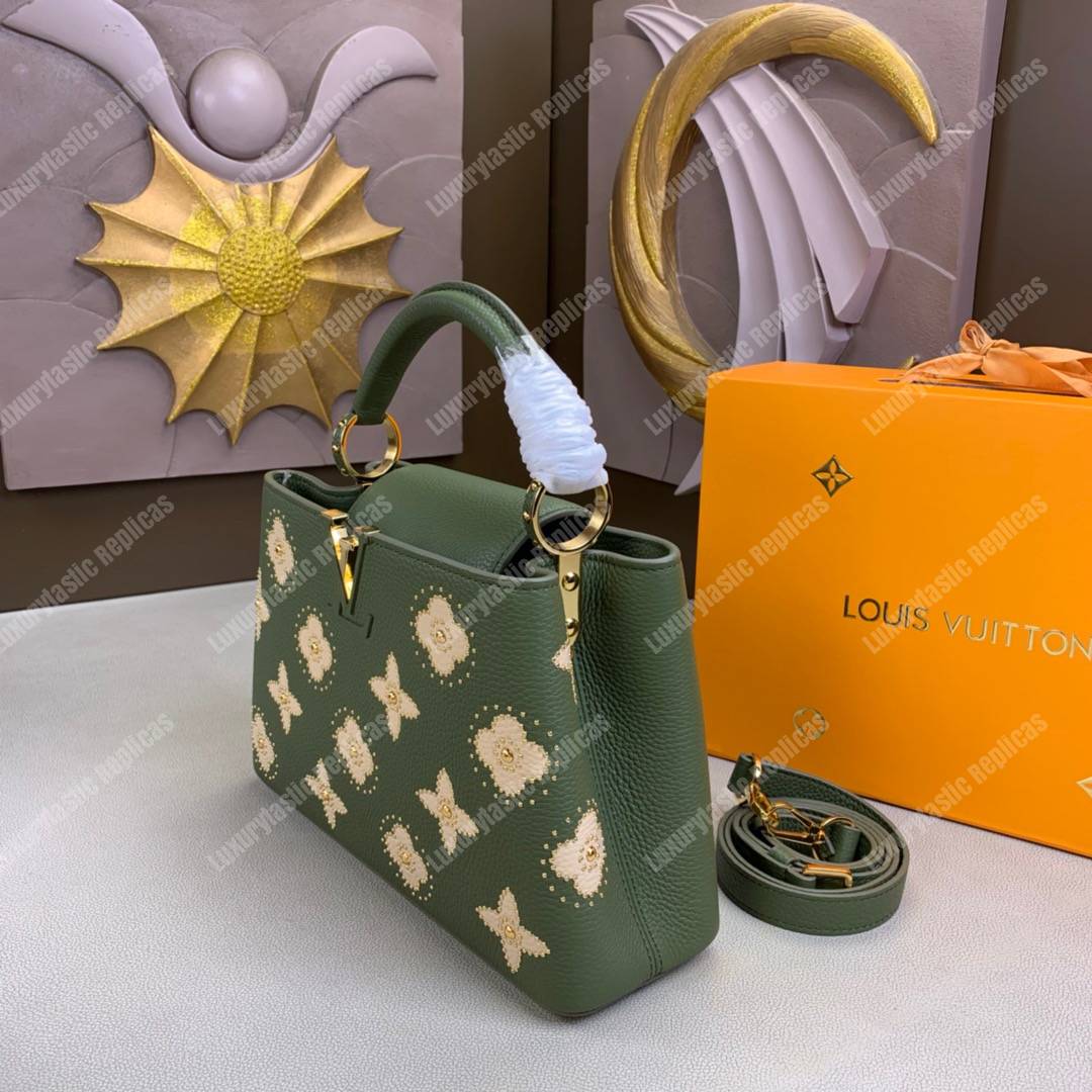 LV Capucines BB Taurillon Leather Monogram Flowers allover Khaki