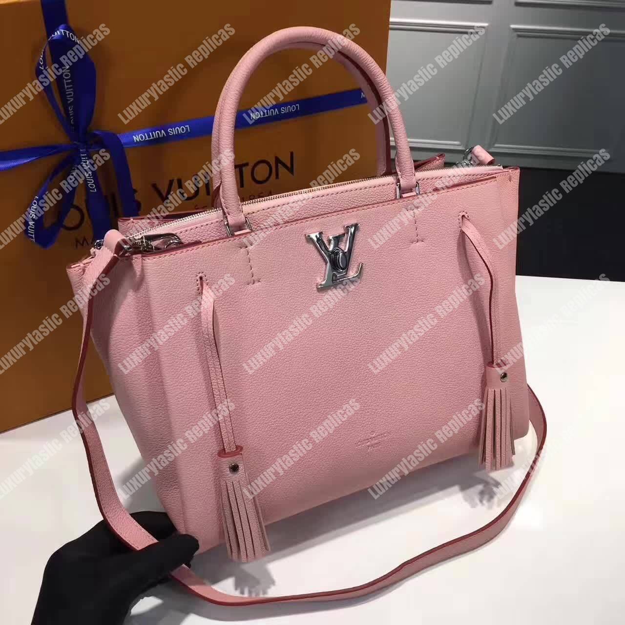 LV Lockmeto Handbag Luxury Leather Rose Poudre