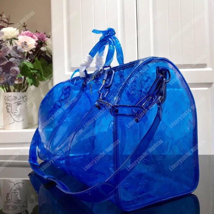 LV Keepall Bandouliere Monogram 50 Blue PVC