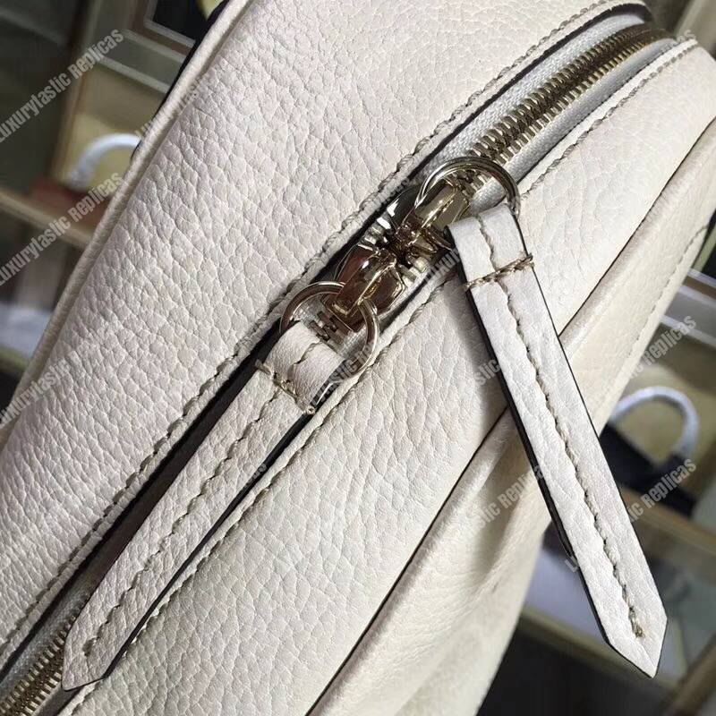 G*u*i soho leather chain backpack white