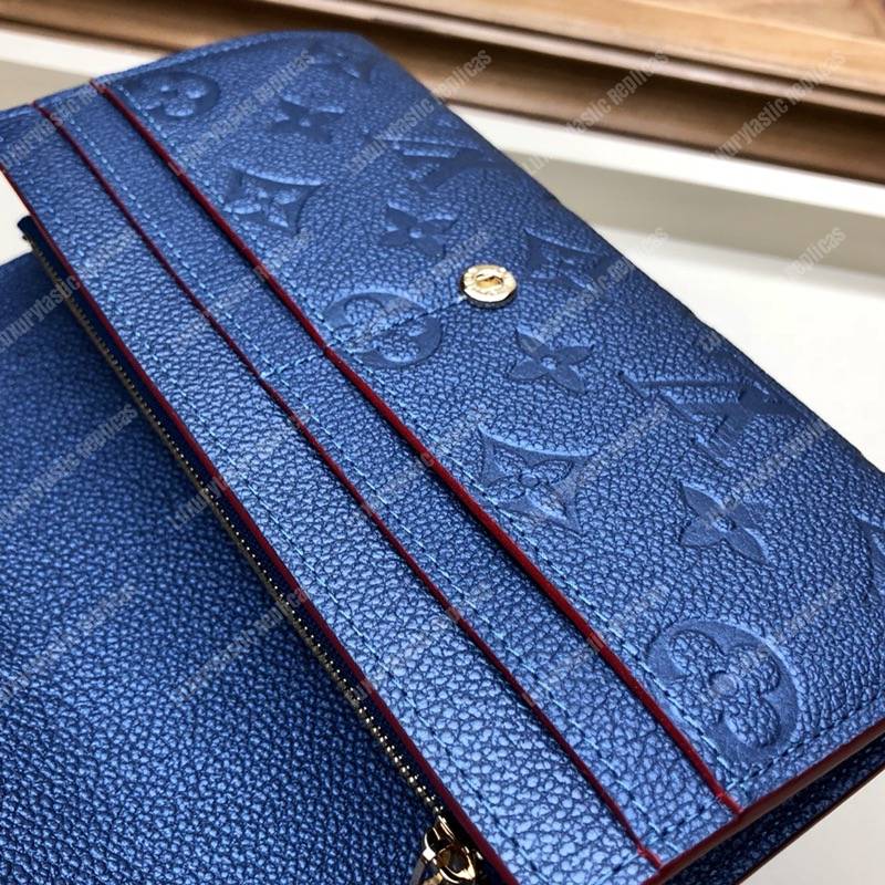 LV Sarah Wallet Monogram Empreinte Leather Marine Rouge
