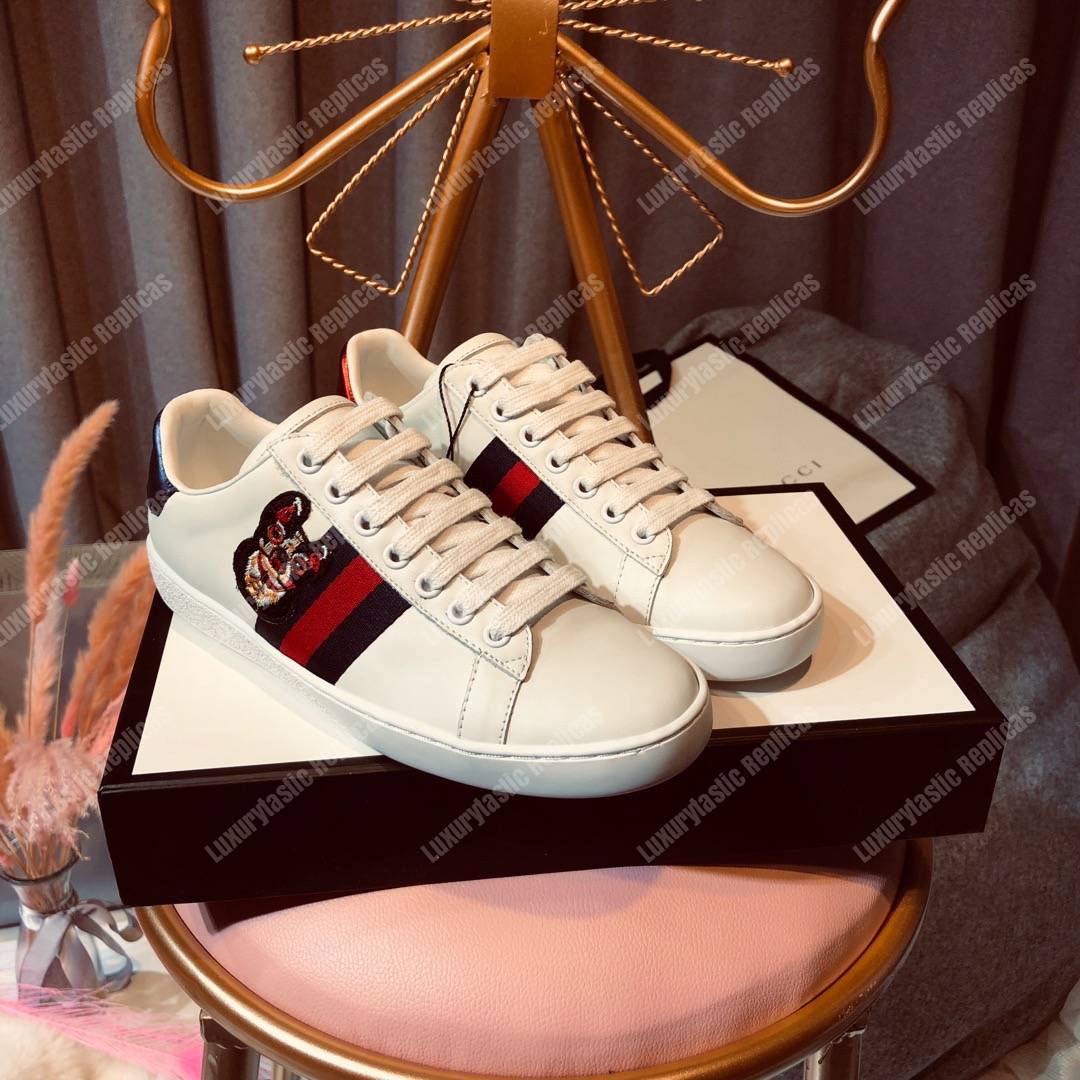 G*u*i ace embroidered bosco/orso sneaker white