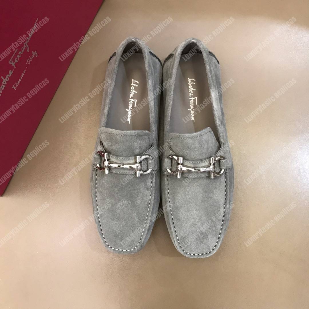 Salvatore Ferragamo Gancini Driving Shoe Gray