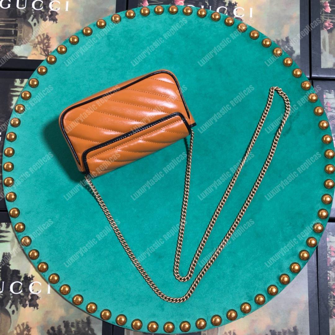 G*u*i gg marmont super mini bag cognac matelassé