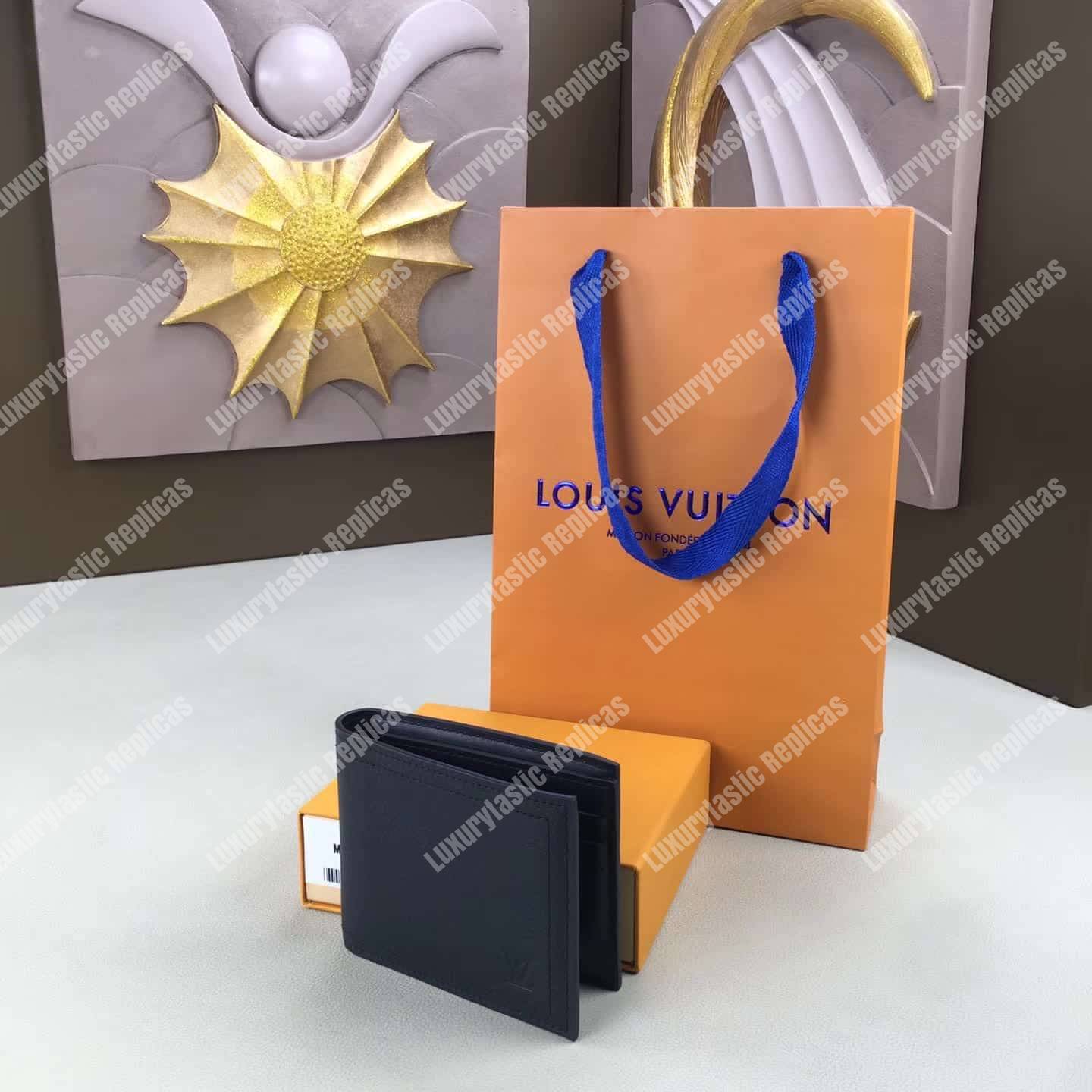 LV Compact Wallet Utah Leather Bleu Marine