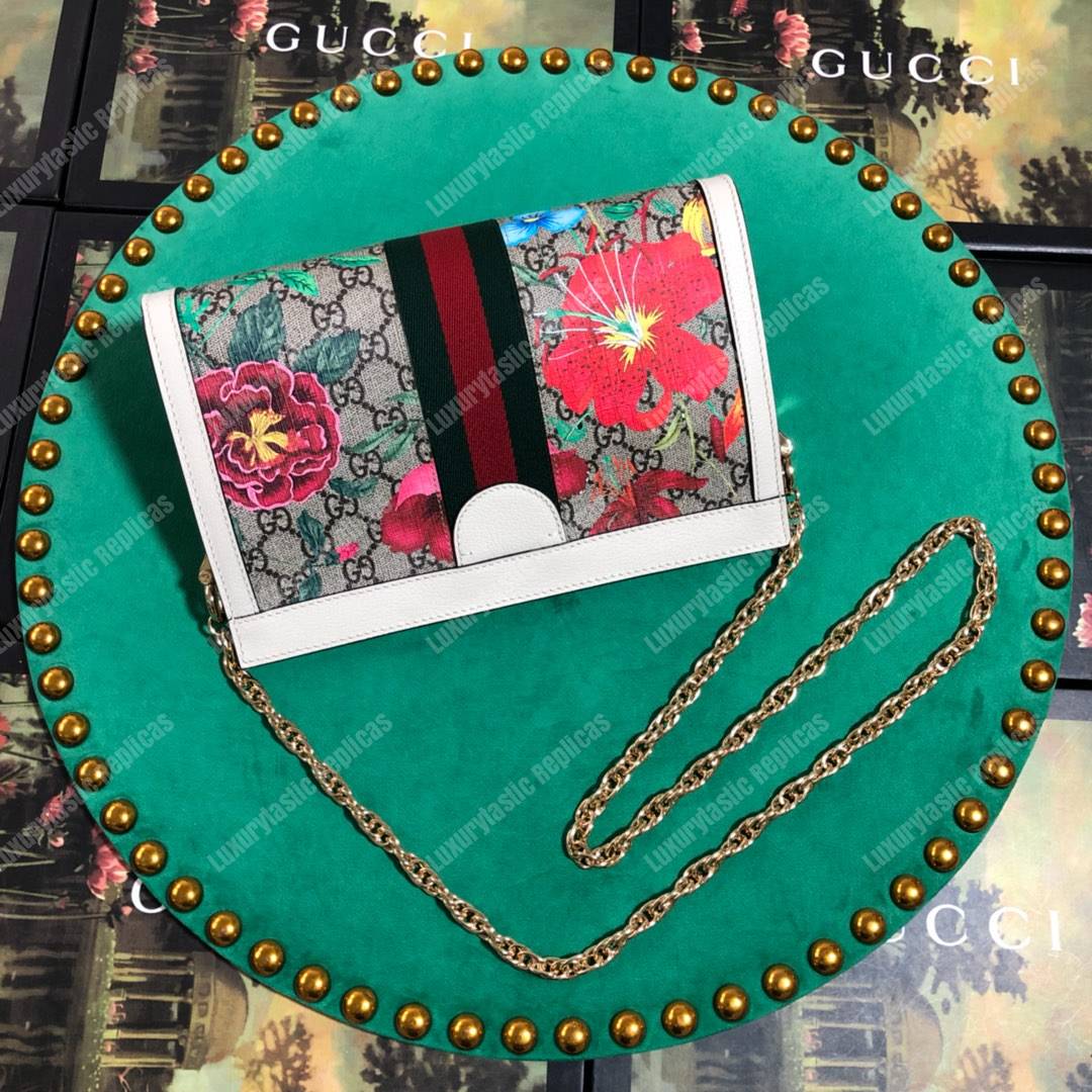 G*u*i ophidia gg flora small shoulder bag white