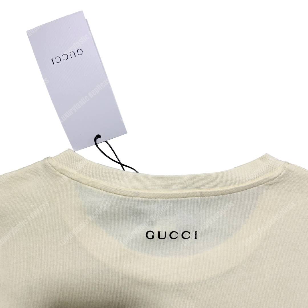 G*u*i flying pig print t-shirt cream