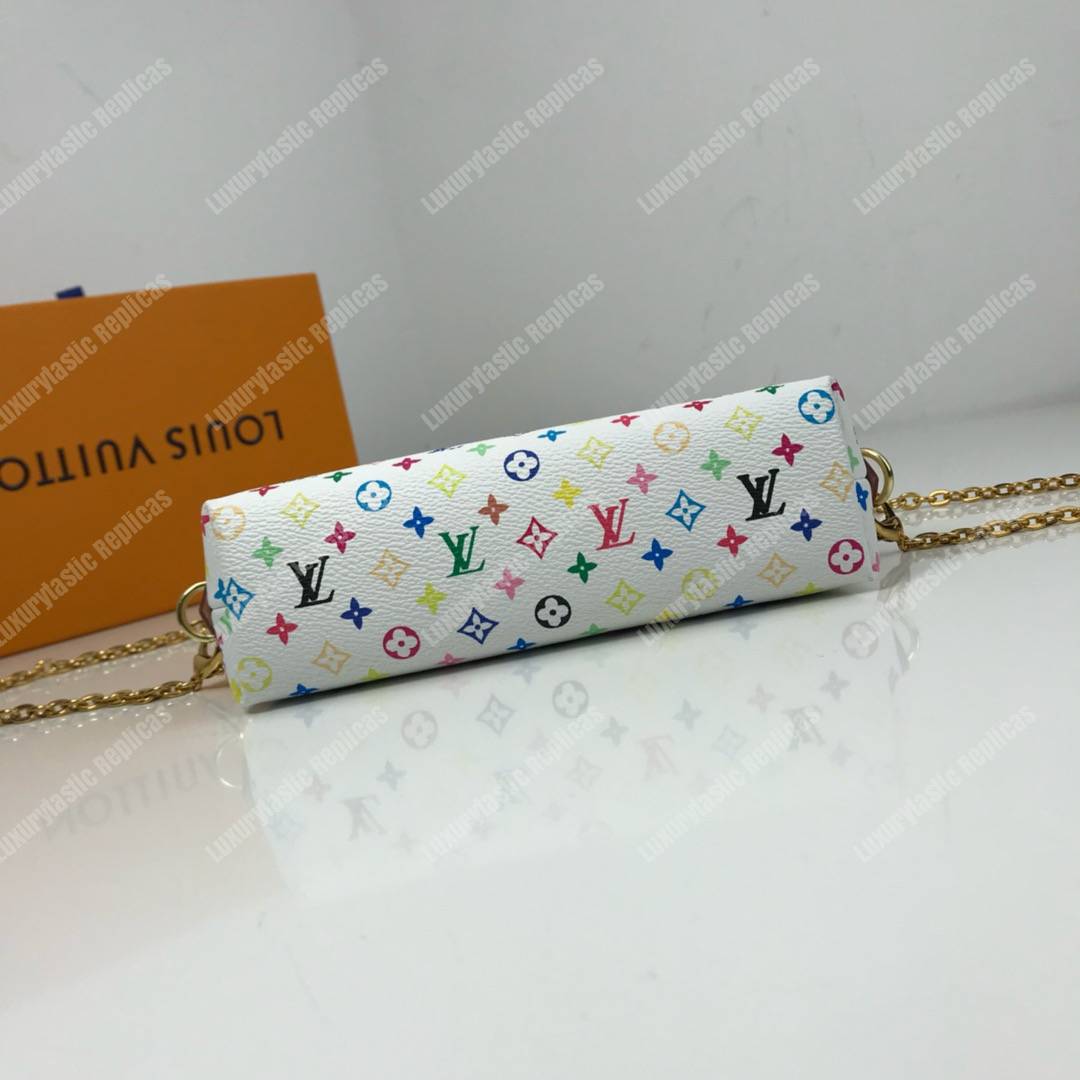 LV Multicolor Cosmetic Pouch GM White