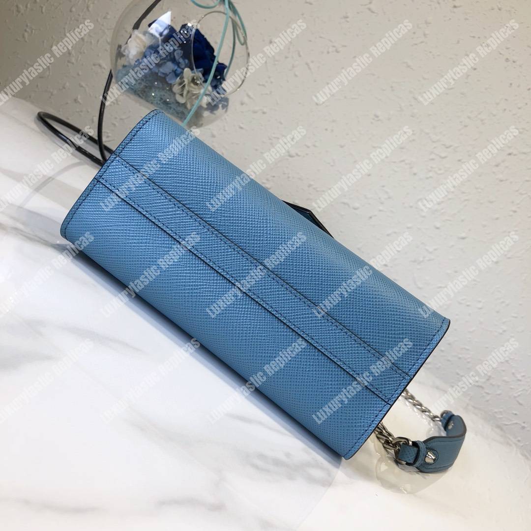 Pra*a monochrome saffiano leather bag light blue