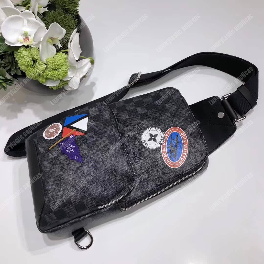 LV Avenue Sling Bag World Tour Damier Graphite