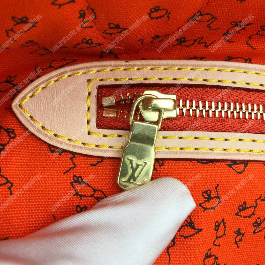 LV Neverfull MM Catogram White/Orange