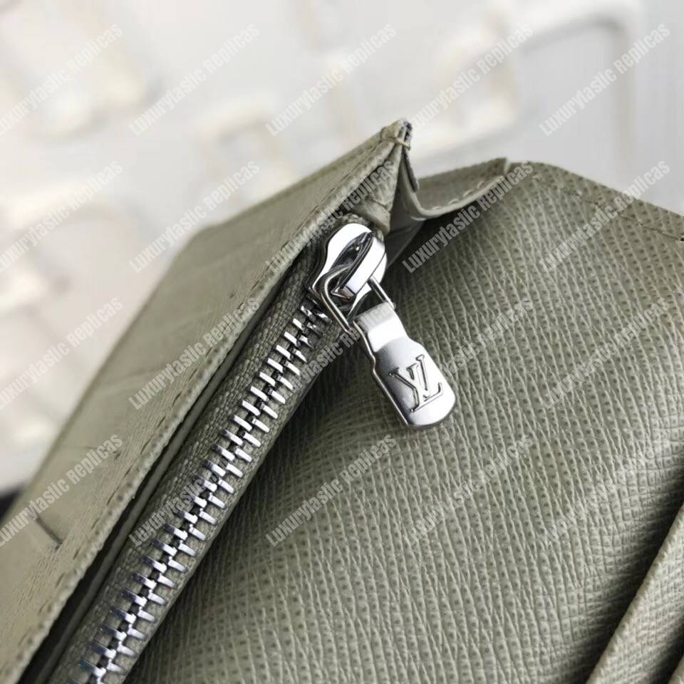 LV Brazza Wallet Taiga Leather Silver