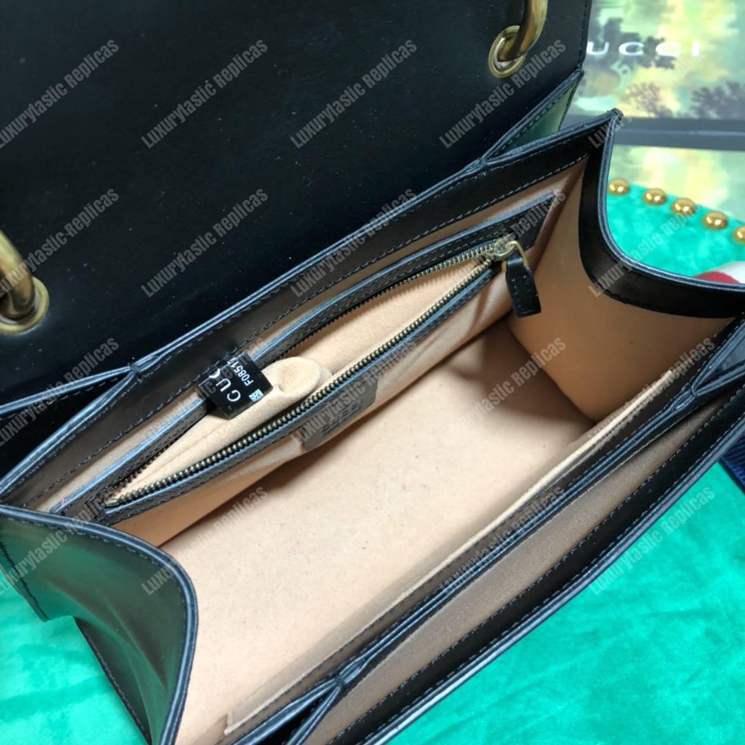 G*u*i queen margaret leather top handle bag black