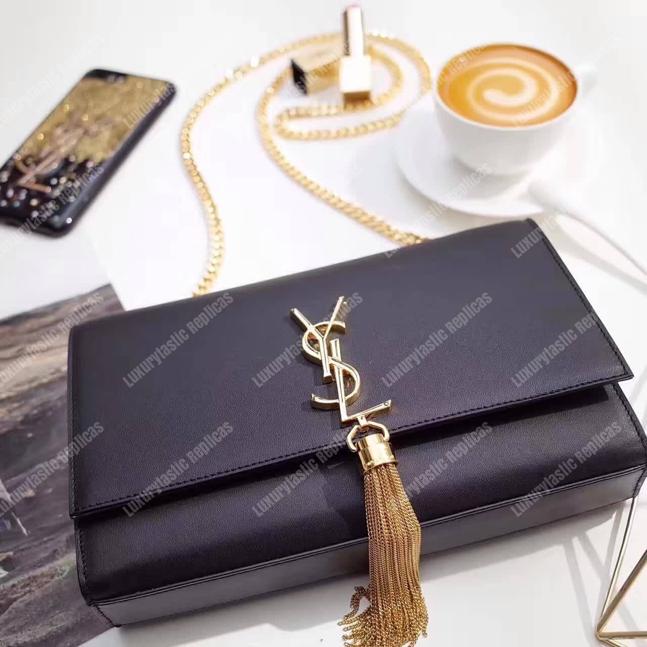Saint Laurent Kate Medium With Tassel In Smooth Leather Black