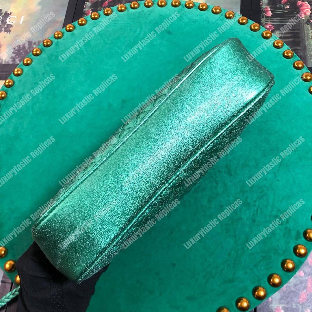 G*u*i laminated leather small shoulder bag green