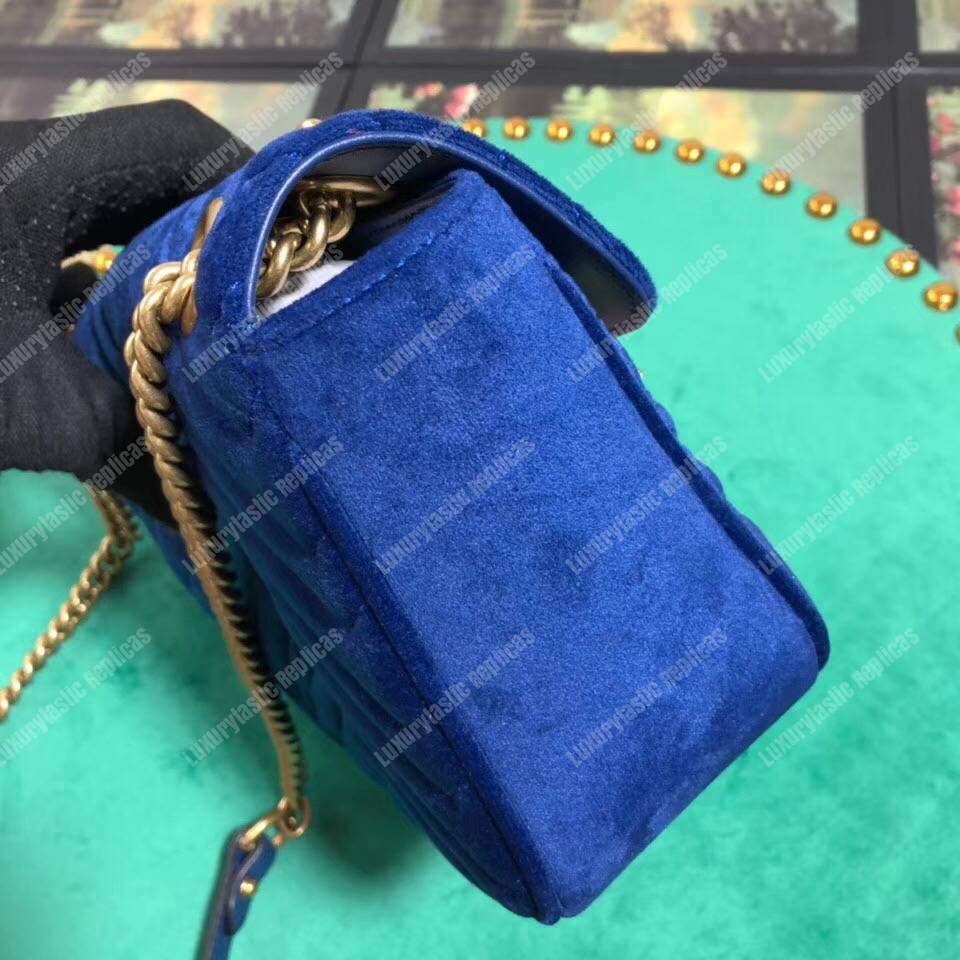G*u*i gg marmont velvet small shoulder bag cobalt blue