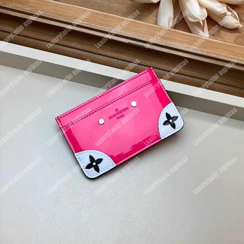 LV Venice Card Holder Patent Leather Monogram Berlingot Pink