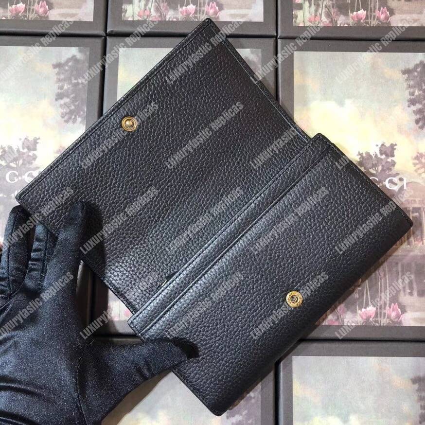 G*u*i garden leather continental wallet black with butterfly