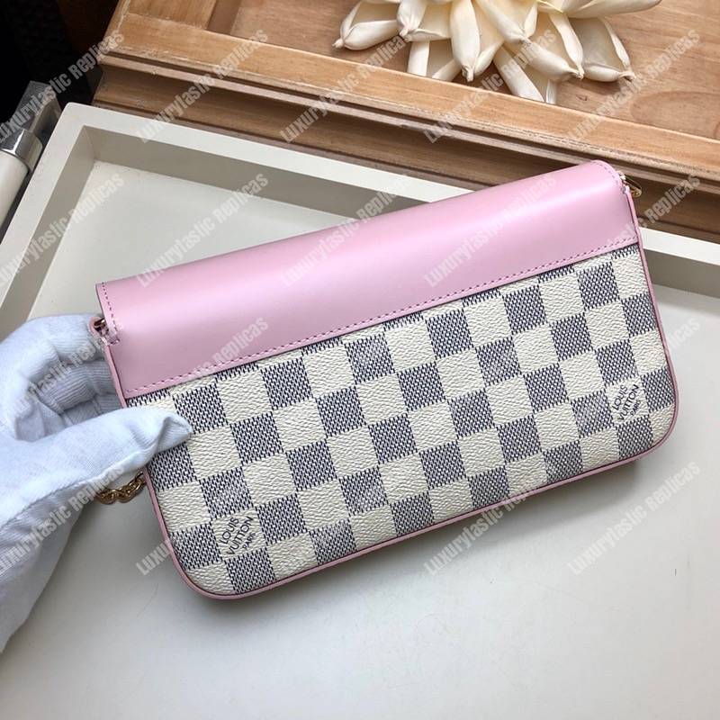 LV Pochette Félicie Damier Azur Soft Canvas Eau de Rose
