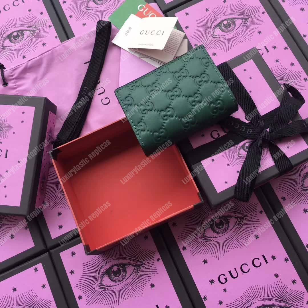 G*u*i signature card case in emerald green