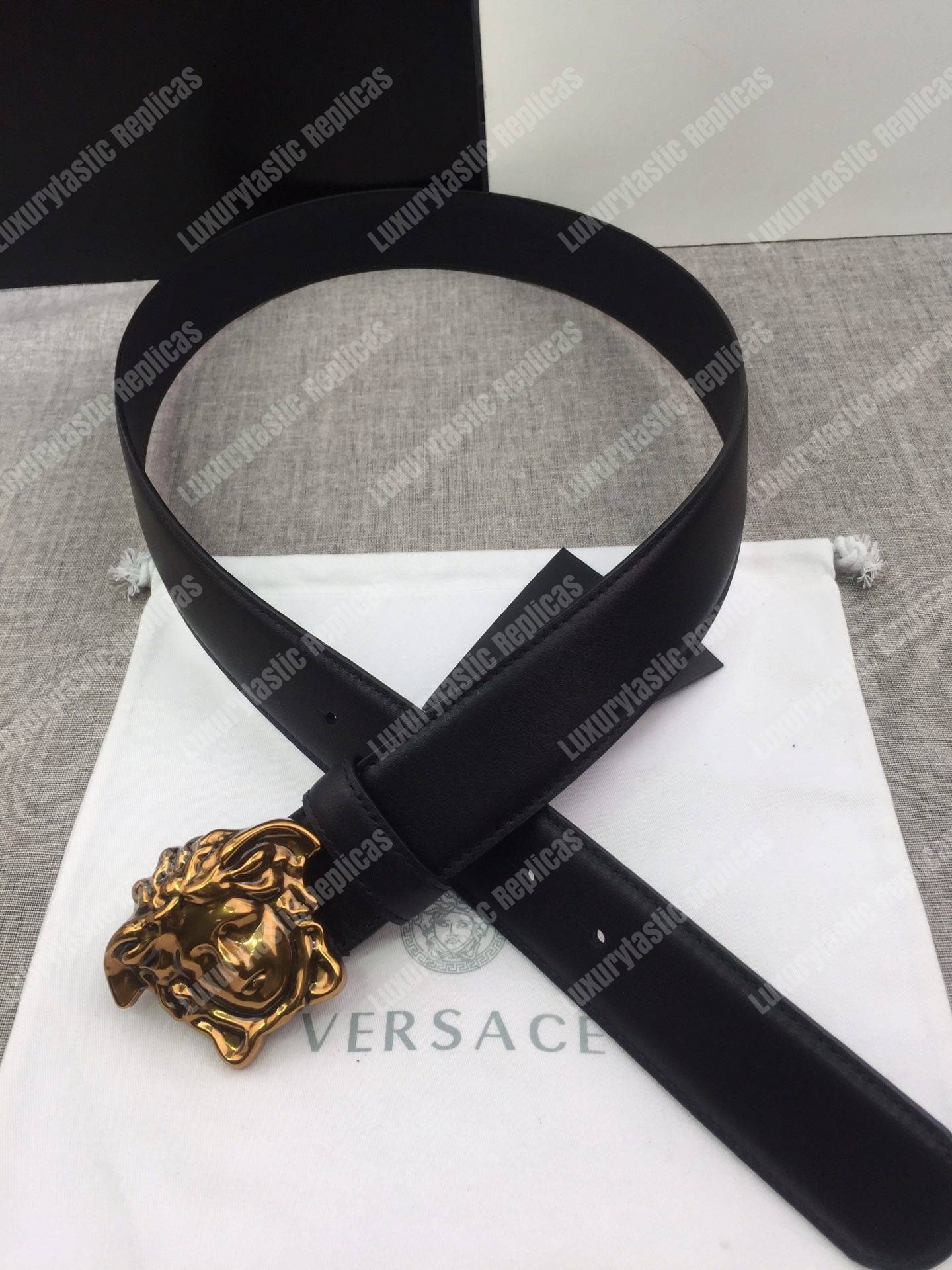 Versace Palazzo Belt with Brass Medusa Buckle