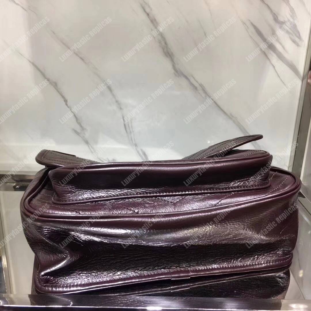 Saint Laurent Niki Medium Bag In Crinkled Vintage Leather Prunia