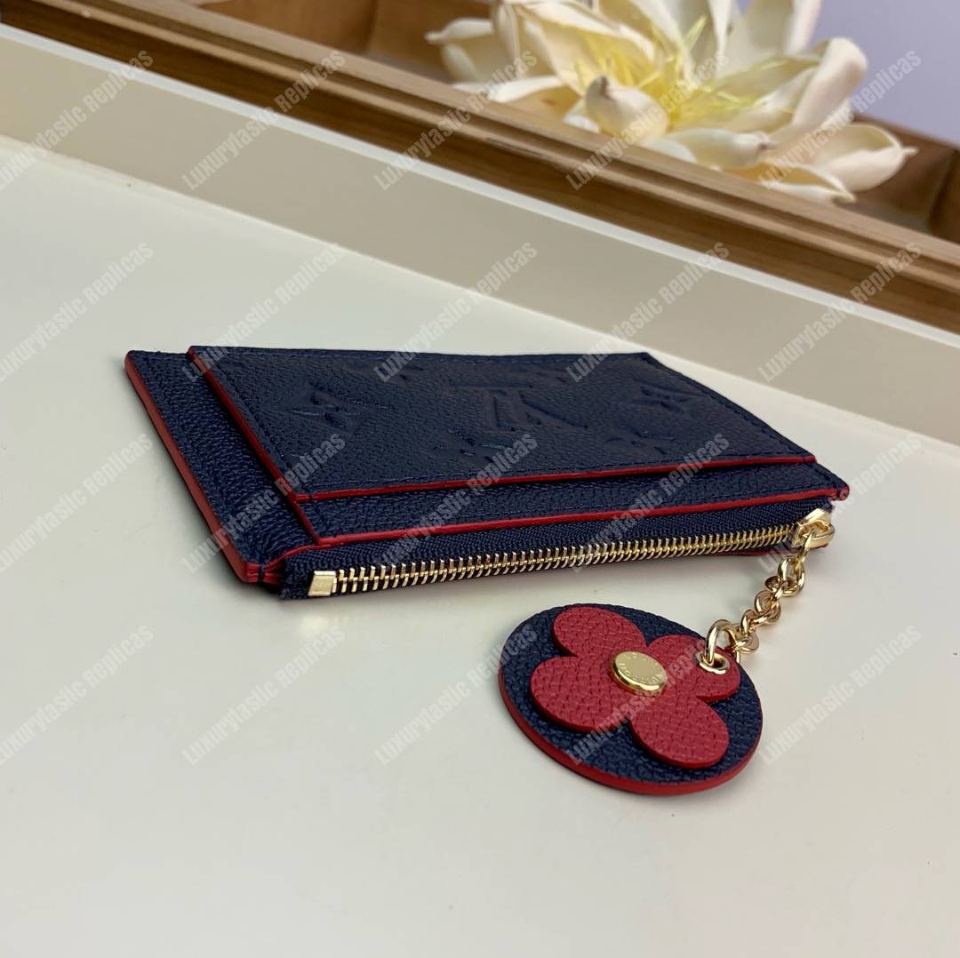 LV Zipped Card Holder Monogram Navy Red