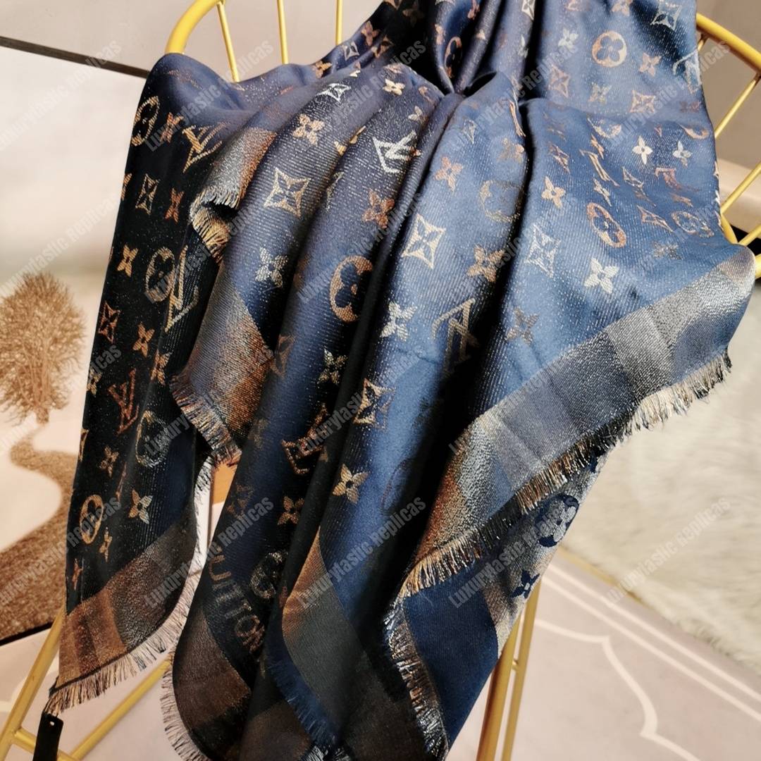 LV Monogram Shine Shawl Bleu Nuit