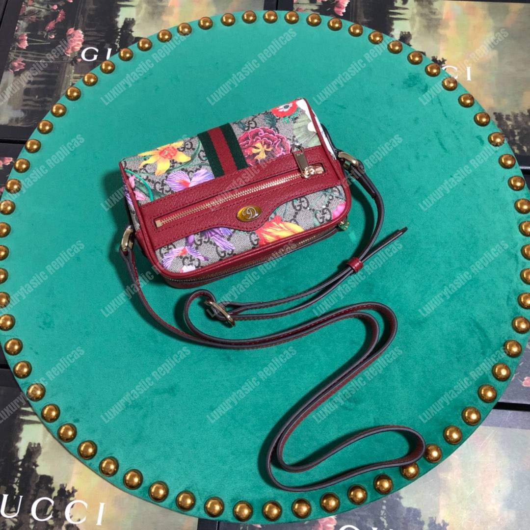 G*u*i ophidia gg flora mini bag red
