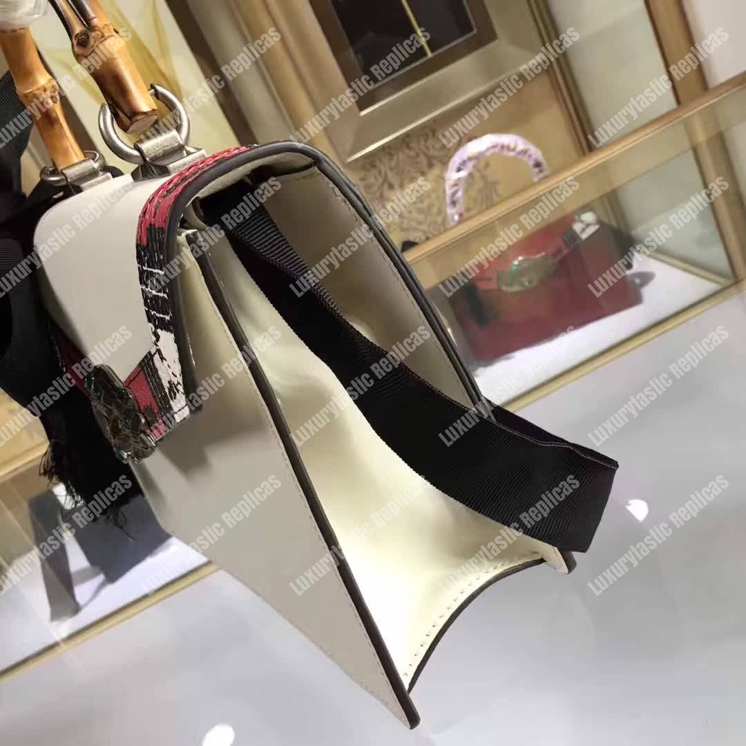 G*u*i lilith leather top handle bag white