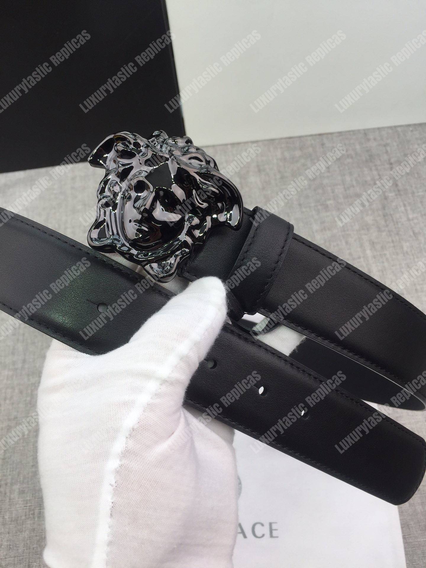 Versace Palazzo Belt with Black Medusa Buckle