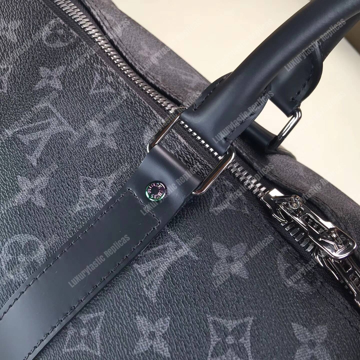 LV Keepall 55 Bandouliere Duffel Bag Monogram Eclipse Canvas
