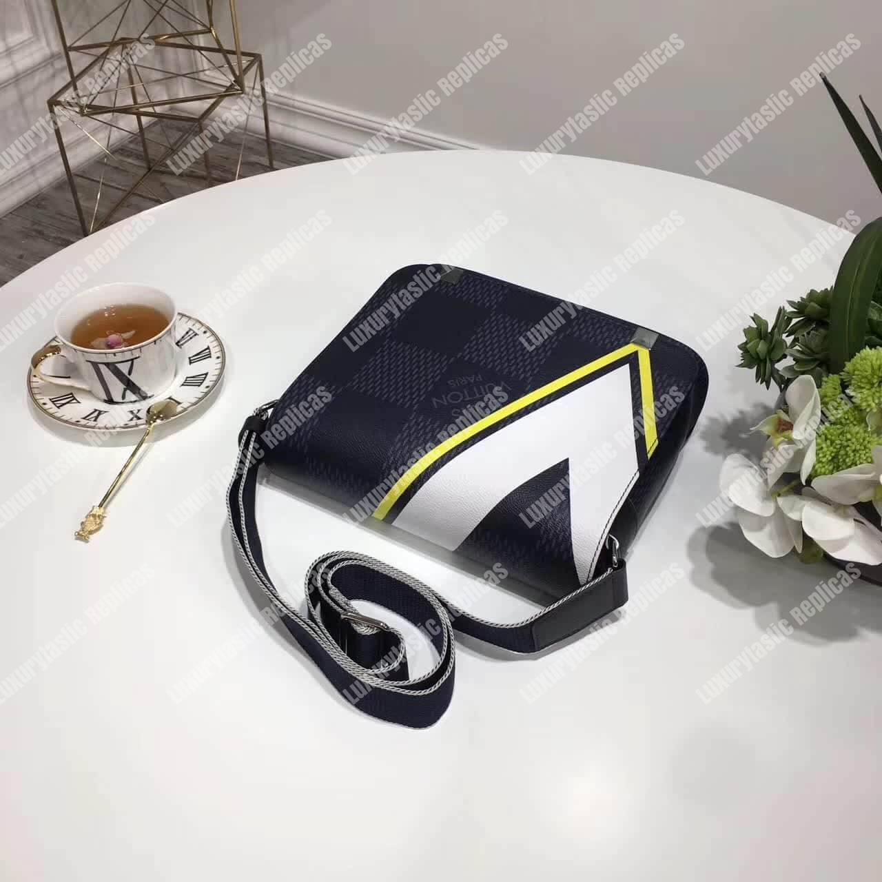 LV District PM Messenger Bag Damier Cobalt Canvas Yellow