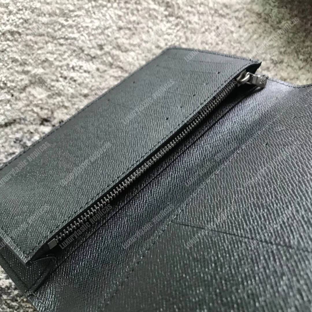 LV Brazza Wallet Taiga Leather Noir Gris
