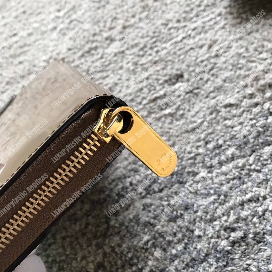LV Zippy Wallet Patent Leather Brown