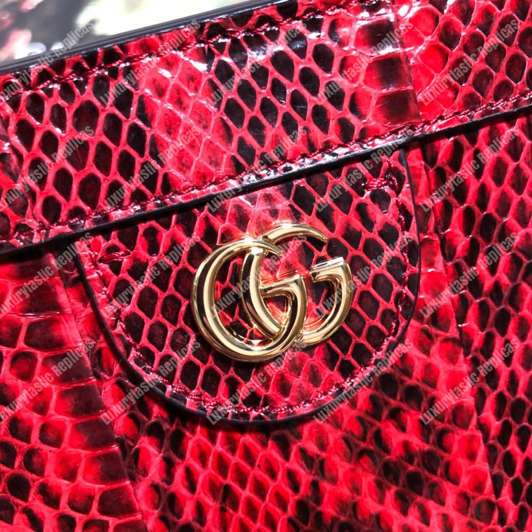 G*u*i ophidia small snakeskin shoulder bag hibiscus red