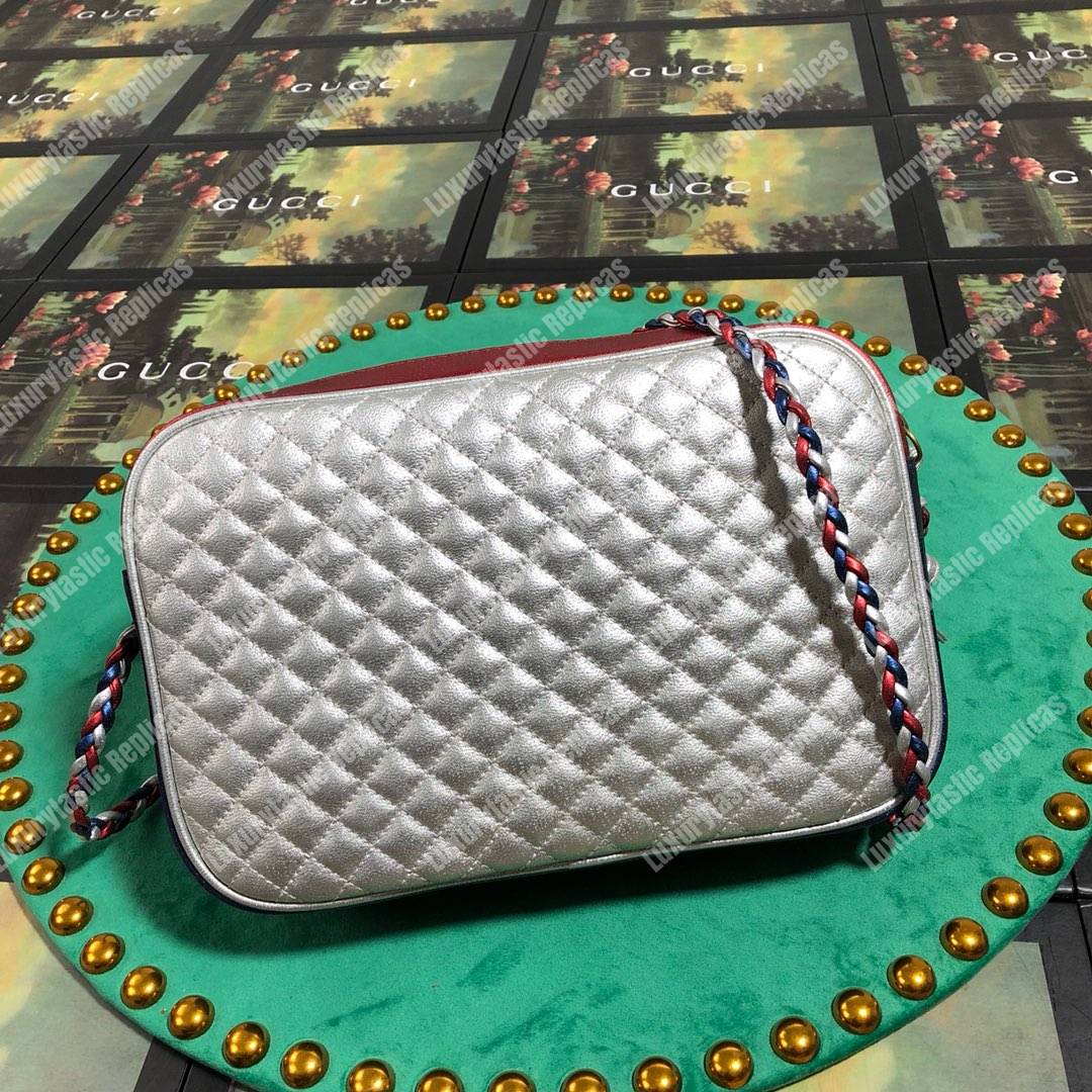 G*u*i laminated leather small shoulder bag blue/red