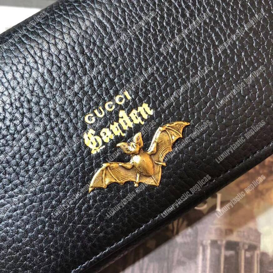 G*u*i garden leather continental wallet black with bat