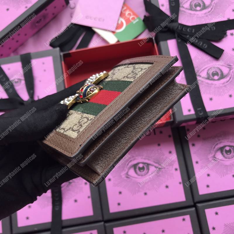 G*u*i queen margaret gg sup*e card case wallet brown