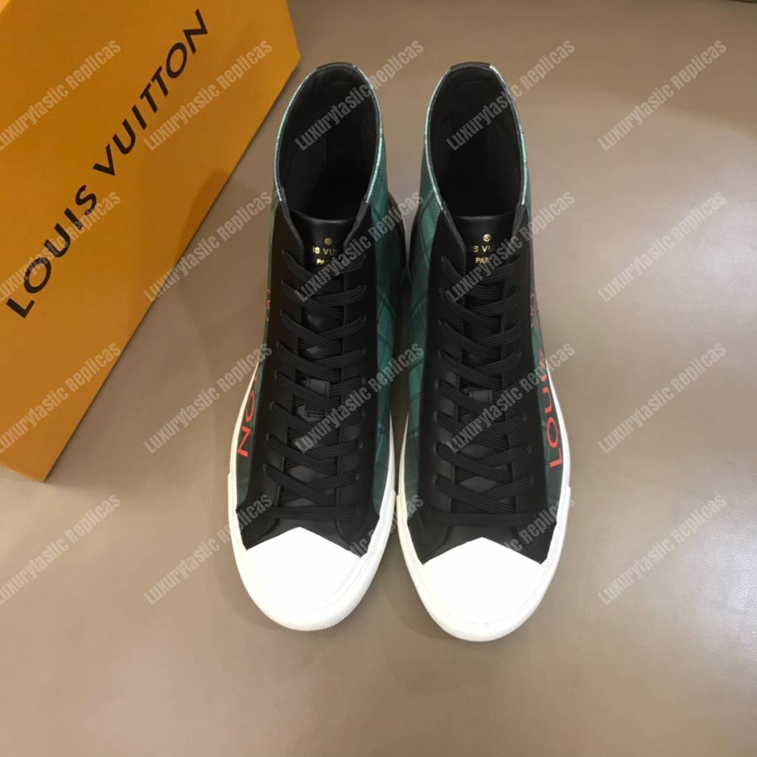 LV Tattoo Sneaker Boot Dameir Tartan Canvas Green