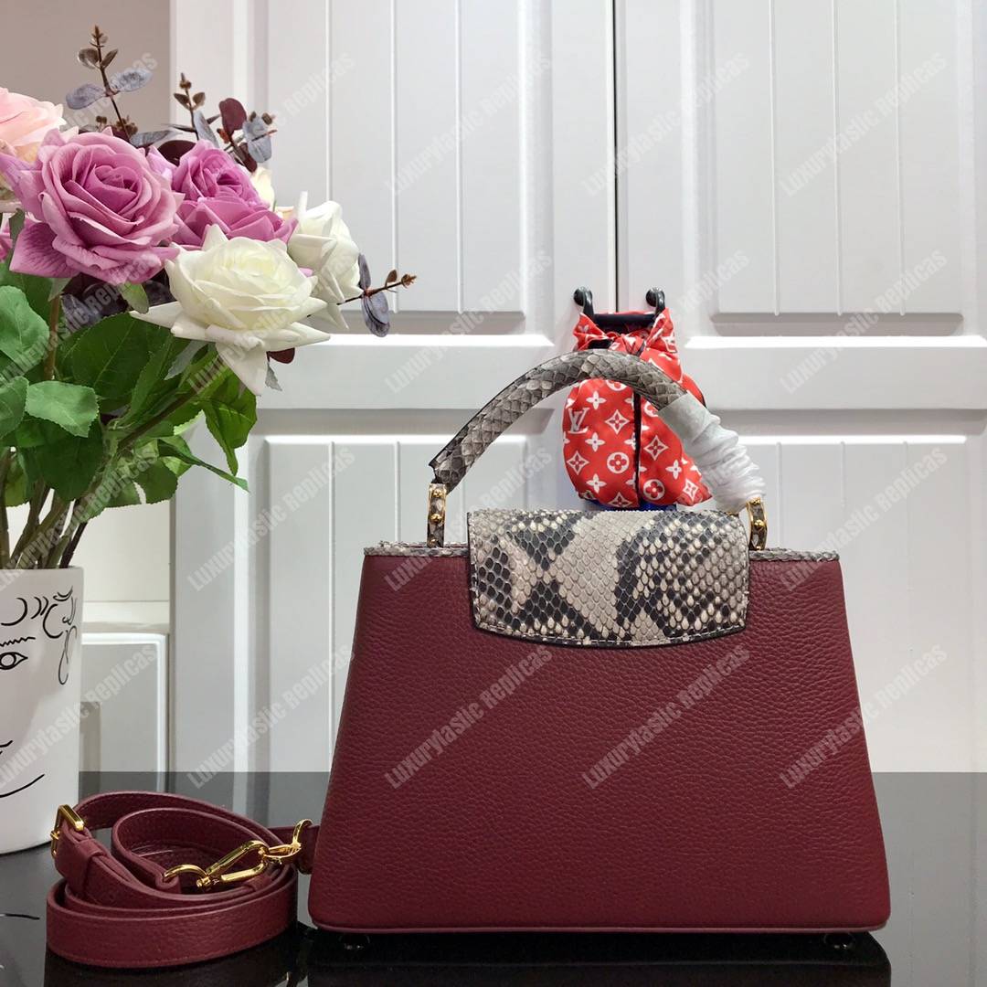 LV Capucines BB Taurillon Python Bordeaux