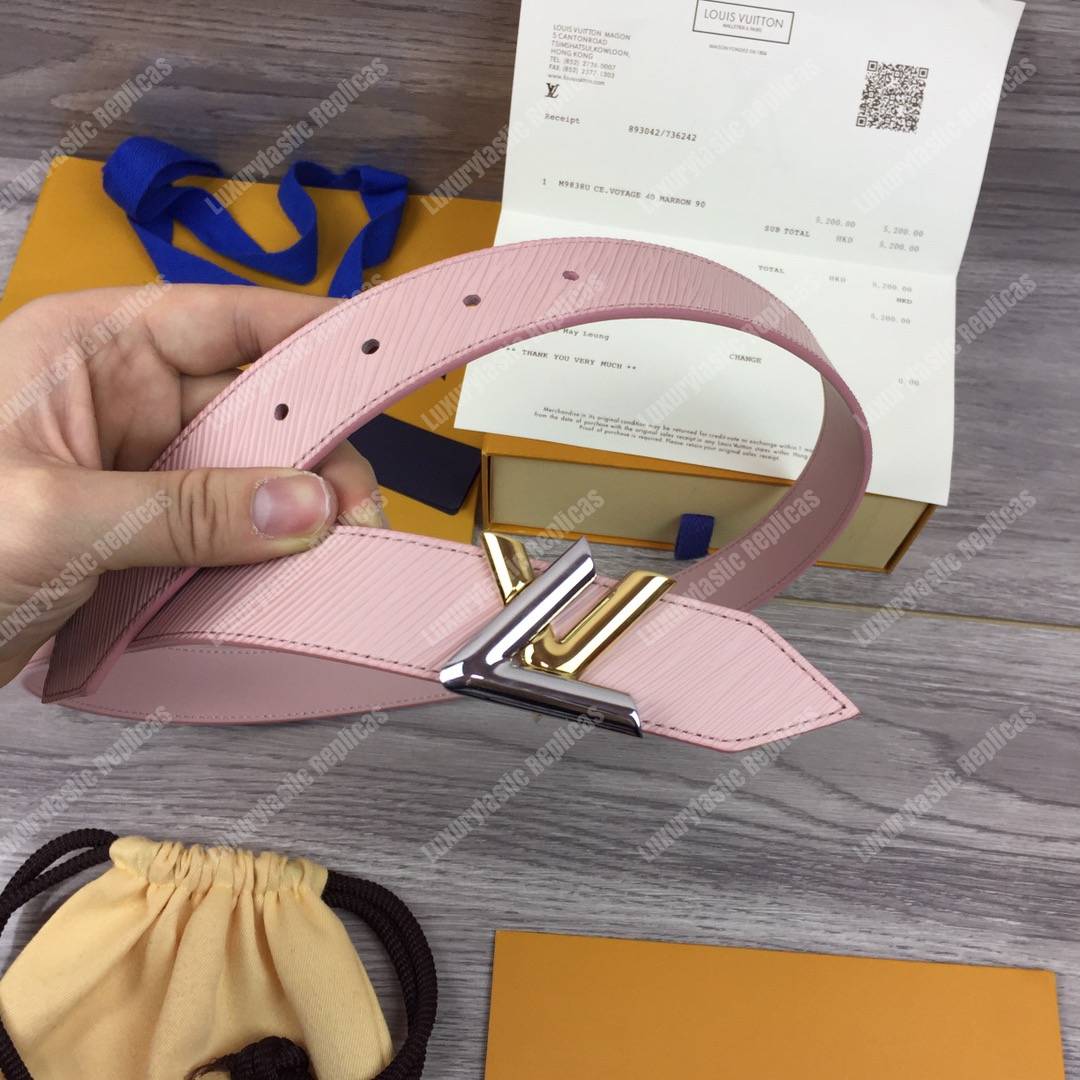 LV Twist 30MM Epi Leather Belt Rose Ballerine
